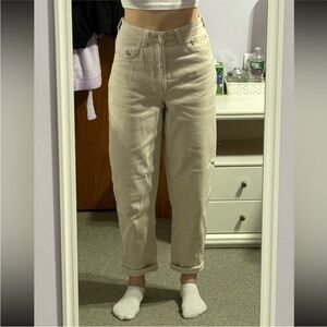 H&M High-Rise Beige Mom Jeans